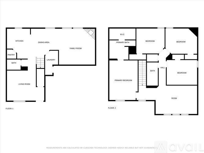 A floor plan of a two-story house with labeled rooms.