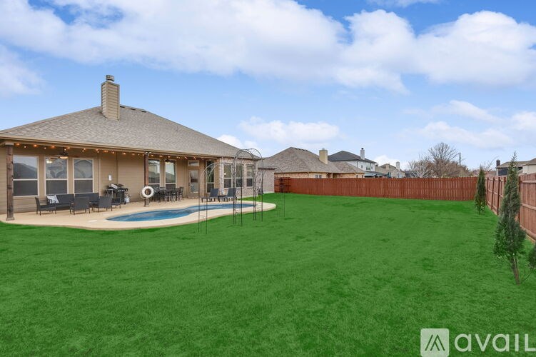 A house with a backyard and a pool.