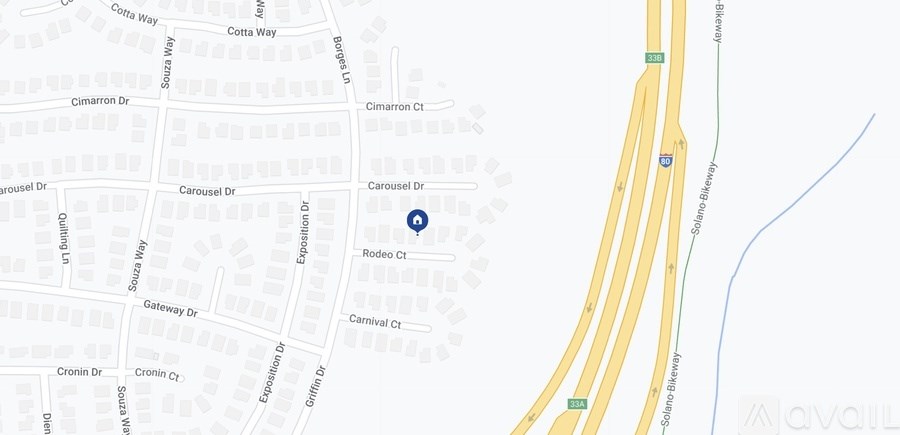 A map shows a section of roads including Carousel Dr.