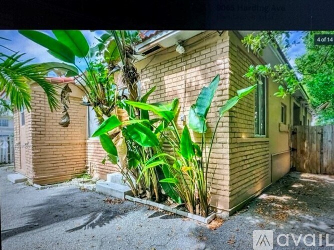 A house with a large plant in front of it.