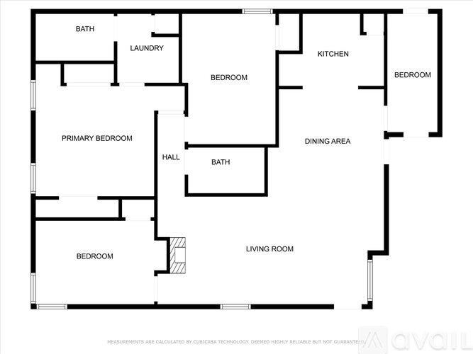 A floor plan of a house with labeled rooms.
