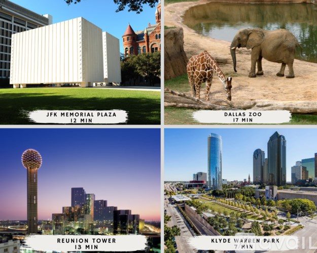 A collage of four images showing landmarks with their names and estimated visiting times.