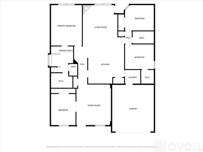 A floor plan of a house with labeled rooms such as "Bedroom", "Bath", "Kitchen", and "Living Room".