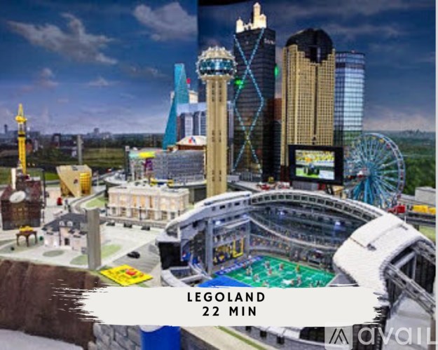 A LEGOLAND model with a Ferris wheel and a roller coaster.