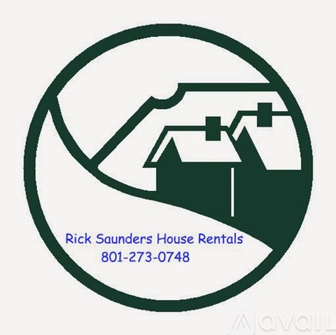 A logo for Rick Saunders House Rentals with a house silhouette and a phone number.