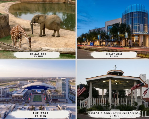 A collage of four images showcasing different attractions with their respective visiting times.