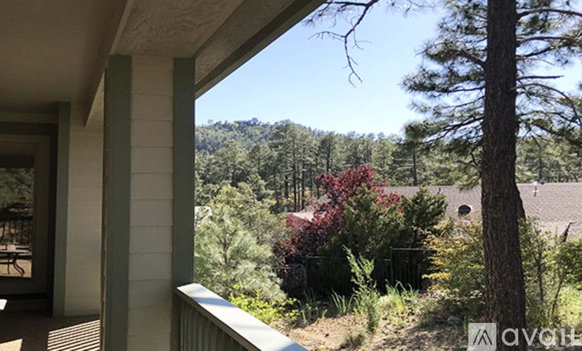 A view from a house looking out to a forest.