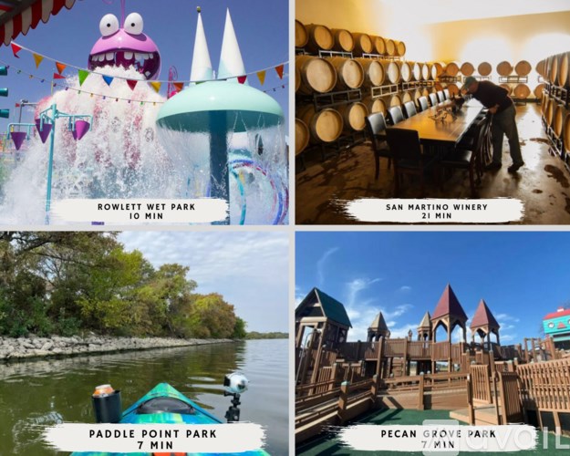 A collage of four images showing different parks and a winery.