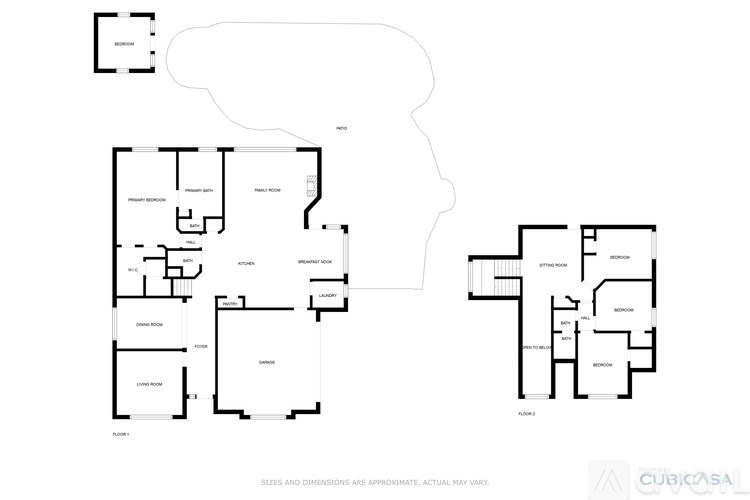 A floor plan of a building with multiple rooms and a disclaimer at the bottom.
