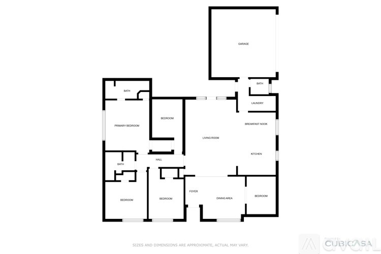 A black and white image of a floor plan for a house.