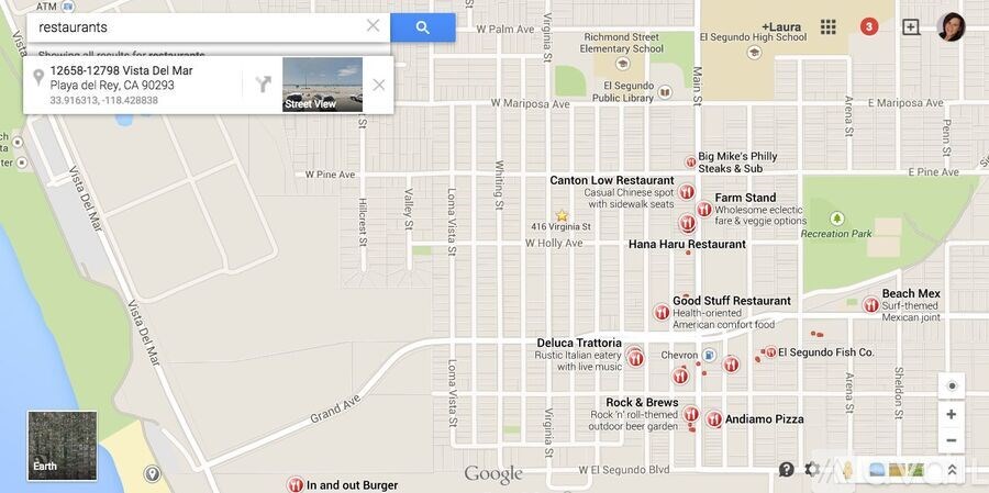 A map showing a street view with a red marker indicating a location.