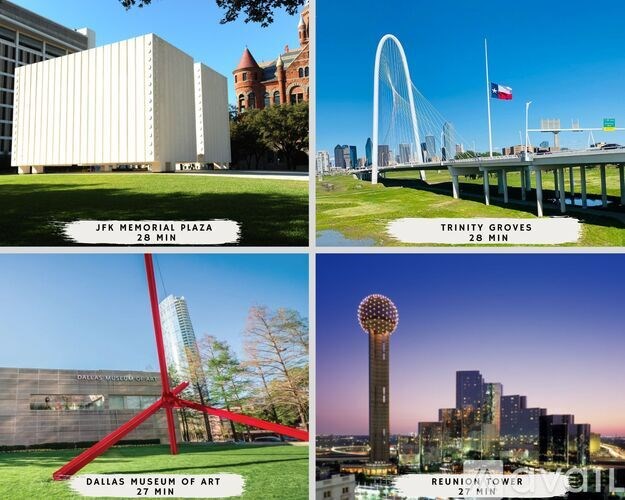 A collage of four images showcasing different landmarks with their names and estimated visiting times.
