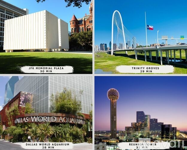 A collage of four images showcasing landmarks with estimated visitation times.