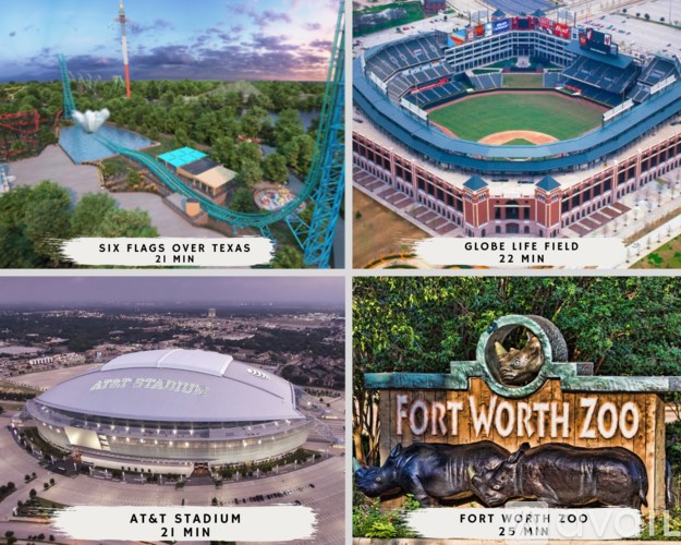 A collage of four images showing different landmarks with their names and estimated visiting times.