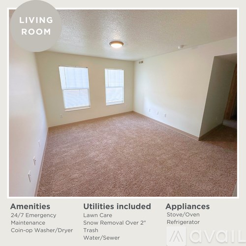 A living room with amenities and appliances listed.