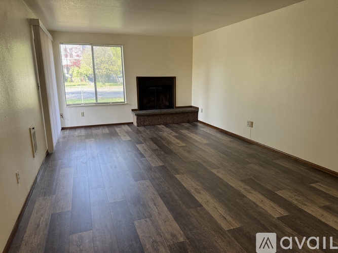 A living room with a fireplace and a television.
