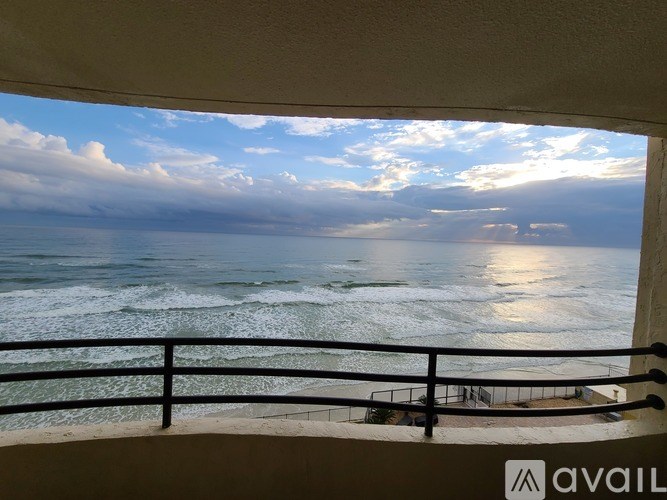 A view of the ocean from a balcony.