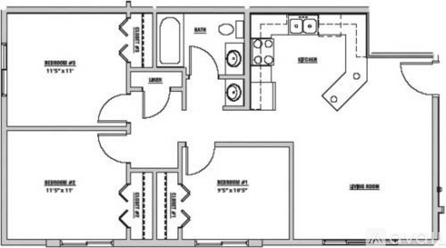 A black and white image of a floor plan for a house.