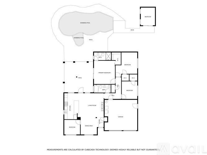 A floor plan of a house with a kitchen, living room, and multiple bedrooms.