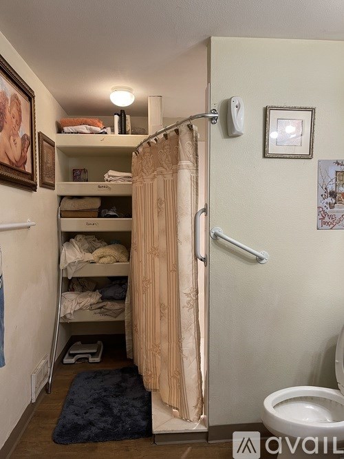 A small room with a toilet and a bed.
