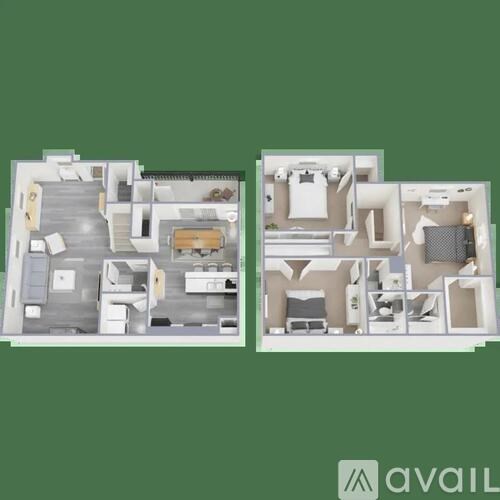 Two images of a floor plan for an apartment.