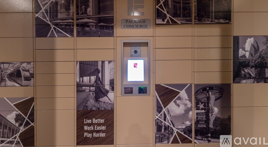 A wall of posters with the words "Live Better Work Easier Play Harder" on it.