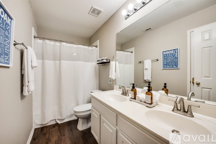 A bathroom with a white toilet, a white sink, and a white shower curtain.