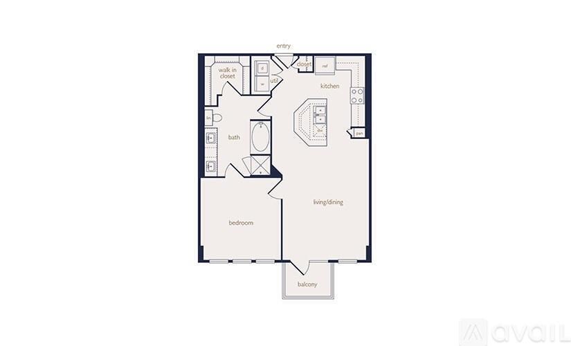 A floor plan of a house with a kitchen, living room, and two bedrooms.