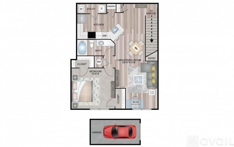 A floor plan of a house with a garage.