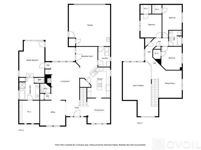 A floor plan for a two-story residential building with labeled rooms and features.
