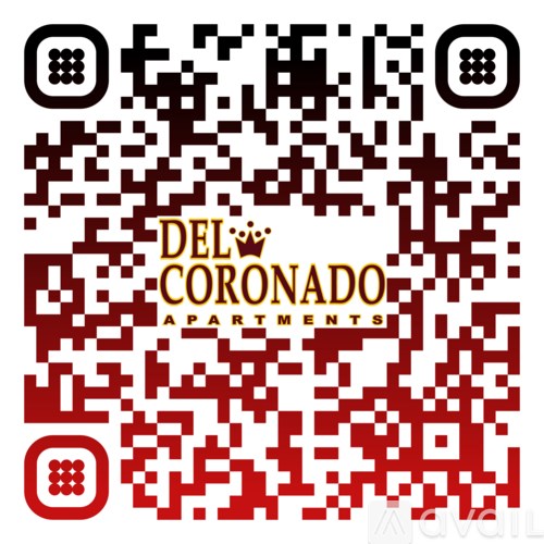 A QR code with the words "Del Coronado Apartments" written on it.