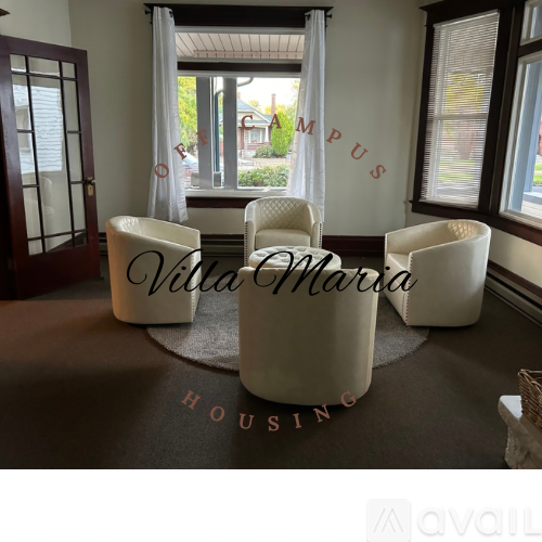 A room with a sign that says "Villa Marra" and "Housing" on the floor.