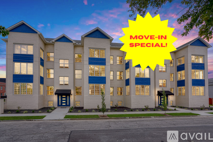 A building with a red starburst sign that says "Move-in Special!" in front of it.