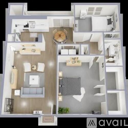 A floor plan of a house with a kitchen, living room, and bathroom.