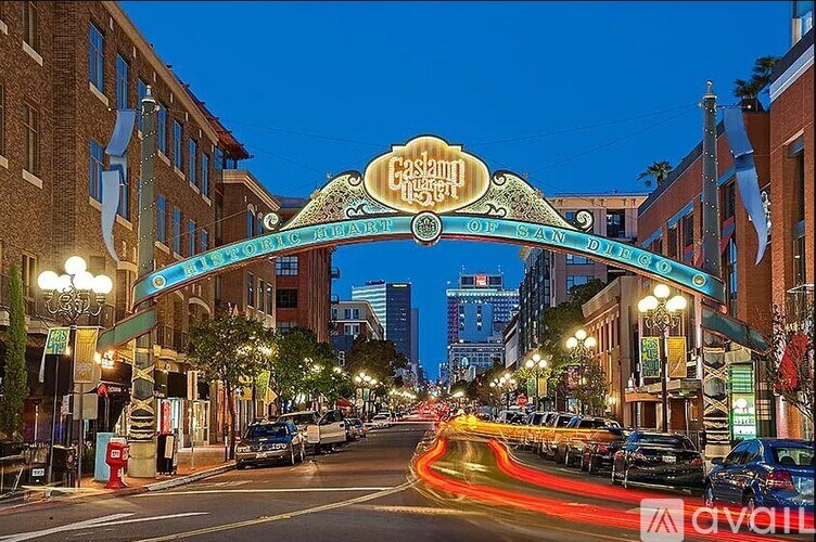 A street view of a city with a sign that reads "Eastam".