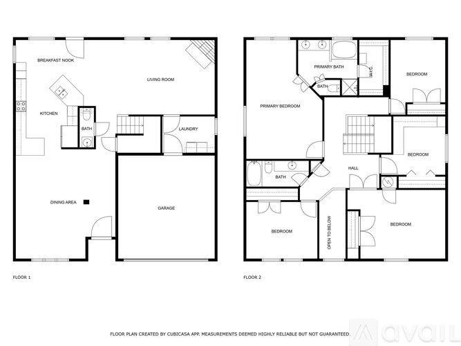 A floor plan for a home with two bedrooms, a garage, and a living area.