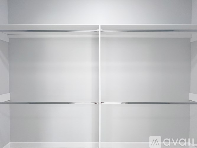 A white, empty closet with two shelves.