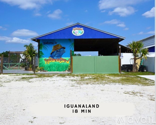 A blue building with a mural of a fish and a turtle on it.