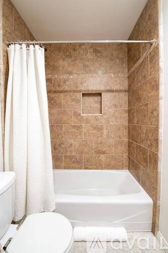 A bathroom with a toilet, a bathtub, and a shower curtain.