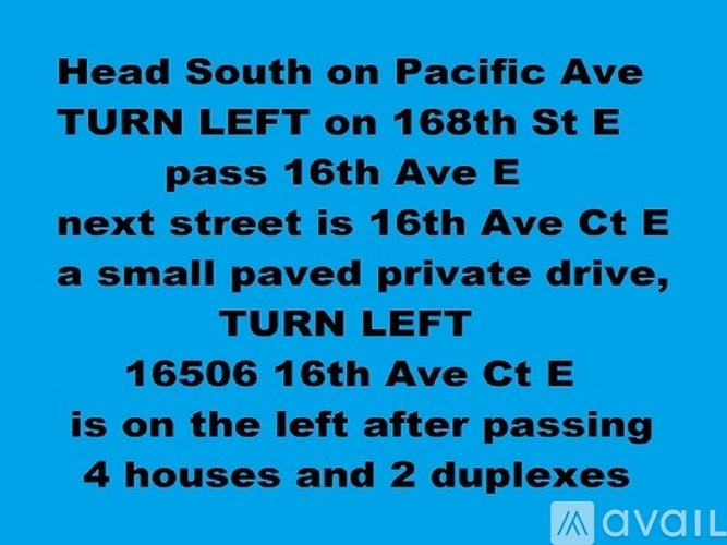 A blue background with white text provides directions to a private drive.