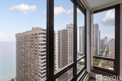 A view of a cityscape from a high-rise building.