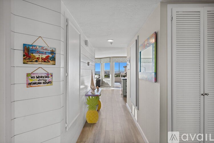 A hallway with a sign that says "No Working Offending Hours".