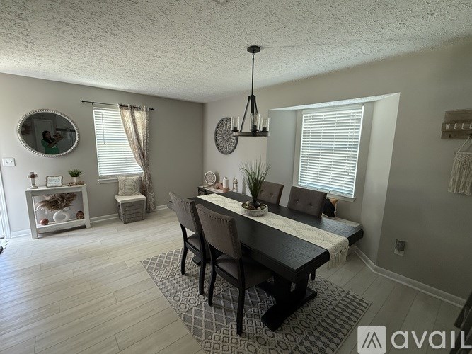 A collage of four images showing a bedroom with a bed, nightstand, and a sign that reads "Motel Guests At Noon".