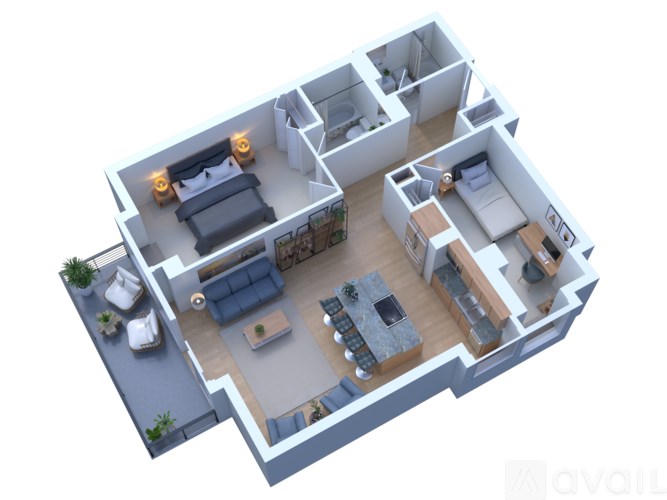 A 3D rendered image of a house layout with the logo "avaiL" in the bottom right corner.