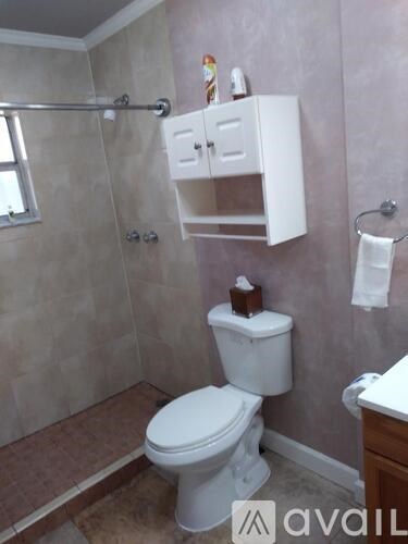 A white toilet in a bathroom with a cabinet above it.