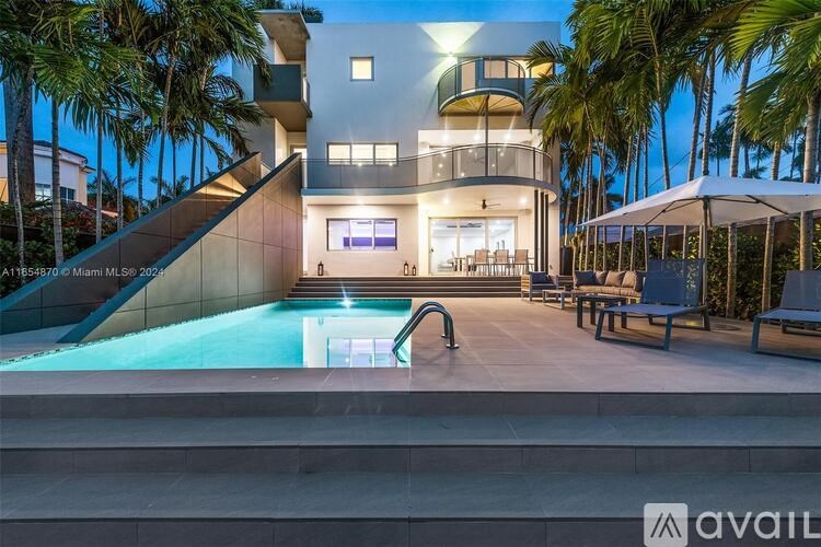 A modern house with a pool in the backyard.