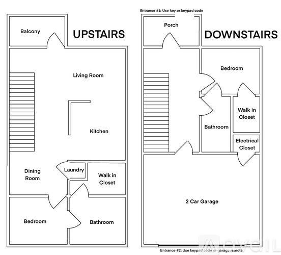 A diagram shows the layout of a house with upstairs and downstairs sections.