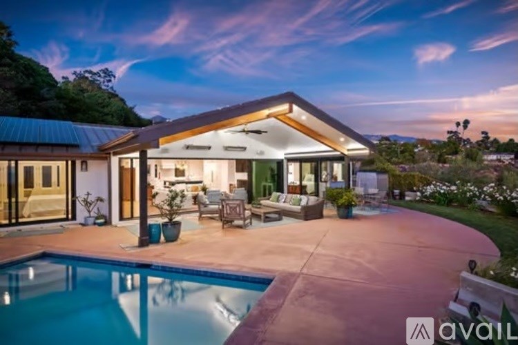 A house with a pool in the backyard.
