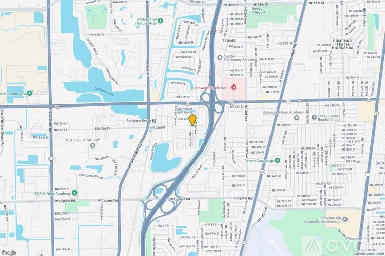 A map with a yellow marker indicating a specific location.