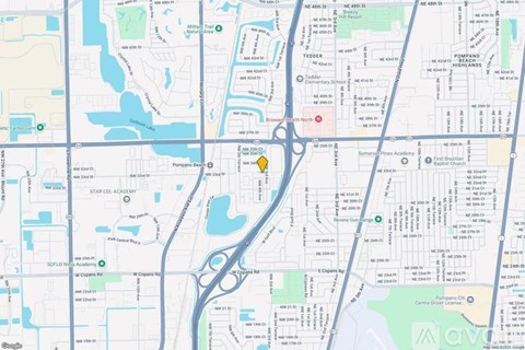 A map with a yellow marker indicating a specific location.